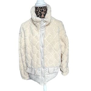 Cream Quilted Teddy & Puffer Hybrid Jacket — Cozy Coat